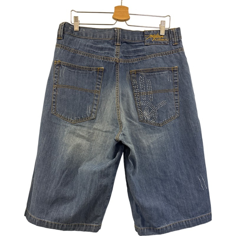 Miskeen Vintage‎ Jean Shorts Men's Size 36 Denim Jorts With Rhinestone Design